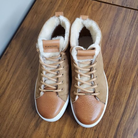 Blackstone QL48 Genuine Shearling Lined High Top Sneaker EU 37 US 7 Rust Brown - Picture 3 of 12